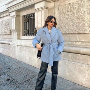 Zara Women's Elegant Gray Puffer Coat